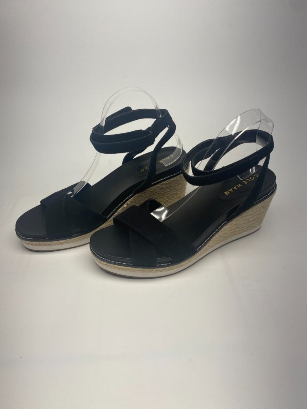 Cole Haan Women Cloudfeel Black Espadrille Wedge Sandal Sz 10.5